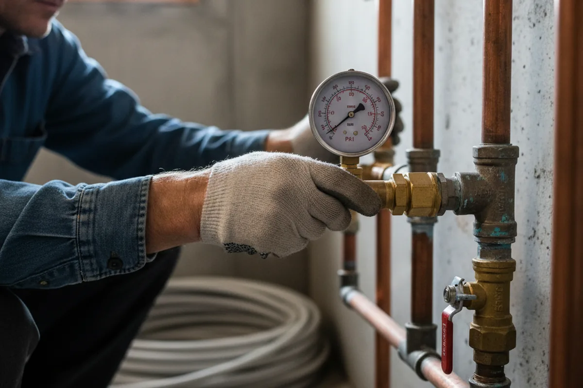Pressure testing a repaired line during Water Line Repair in Fellows
